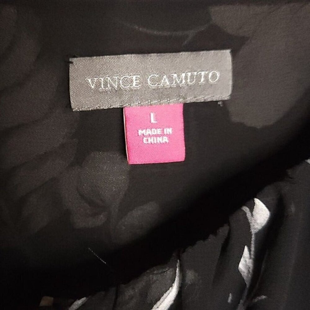 Vince Camuto Womens Black Sheer Silky Floral Sleeveless Top Large - Picture 5 of 6
